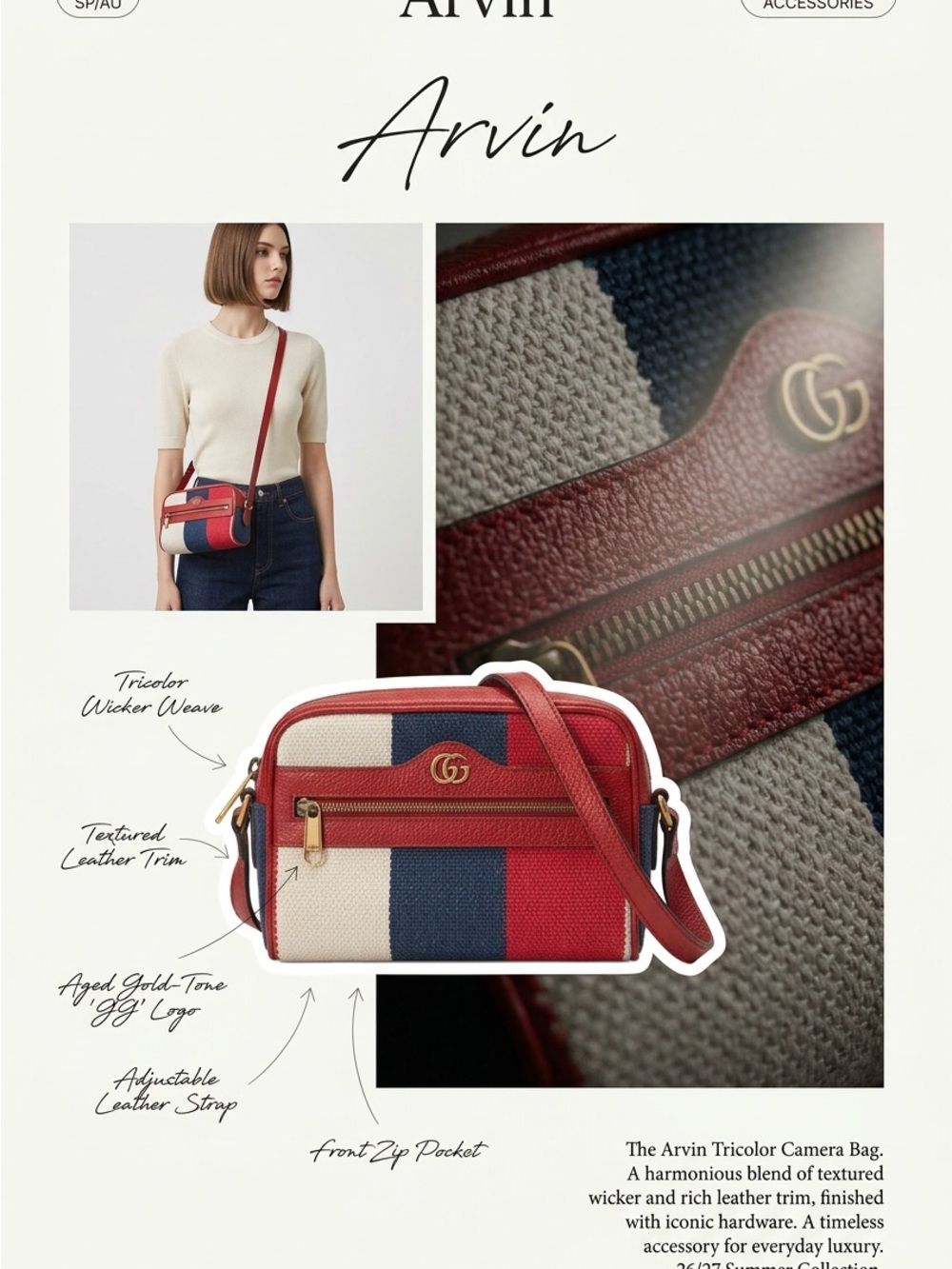 Gucci Red, White, and Blue Crossbody Bag